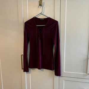 Express Y2K lace up long sleeve top